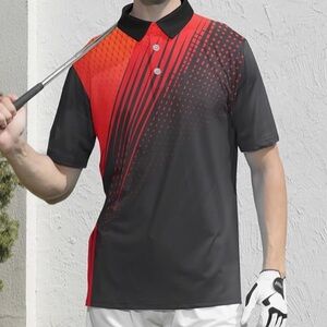 Men’s Black and Red Polo Golf Shirt